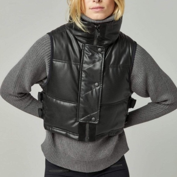 Alp N’ Rock faux Leather Cropped Vest Black - Picture 3 of 5